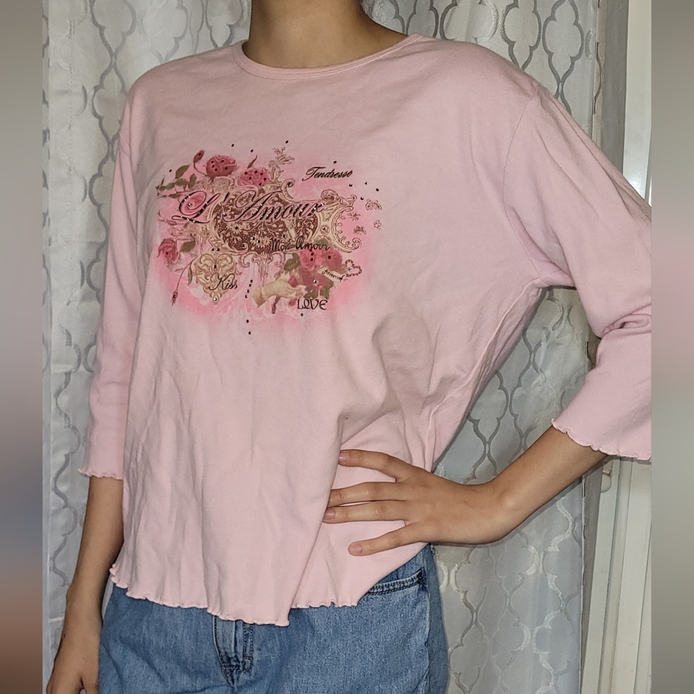 LUCKY IN LOVE ❤️ VINTAGE BLOUSE PINK SZ.XL WOMEN'S